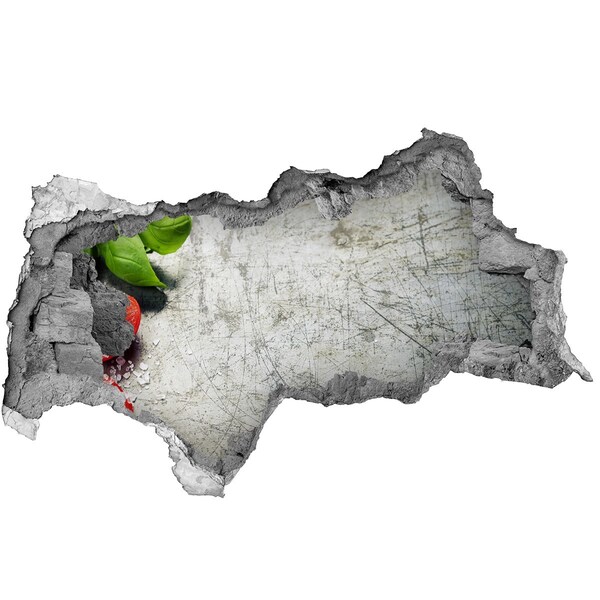 Vinilo efecto 3d pared rota irregular Un muro en ruinas con vista al cielo.