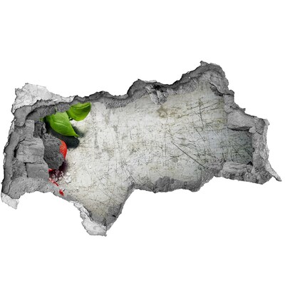 Vinilo efecto 3d pared rota irregular Un muro en ruinas con vista al cielo.