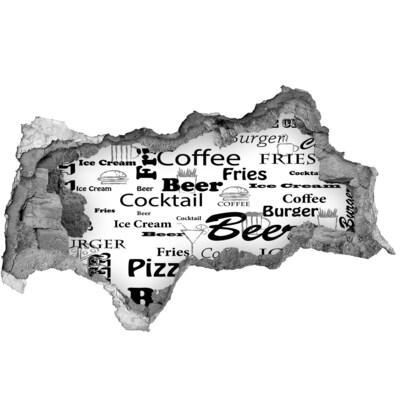 Pegatina decorativa agujero en la pared 3d Caos culinario