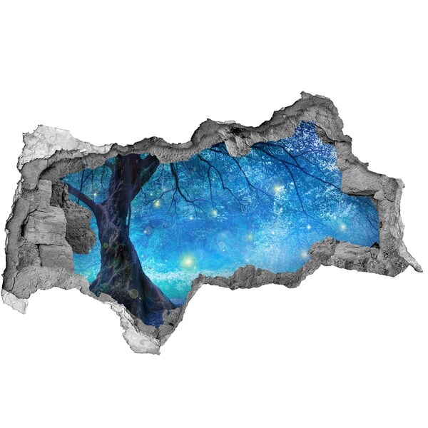 Pegatina decorativa agujero en la pared 3d Bosque mágico a la luz de la luna