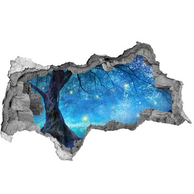 Pegatina decorativa agujero en la pared 3d Bosque mágico a la luz de la luna