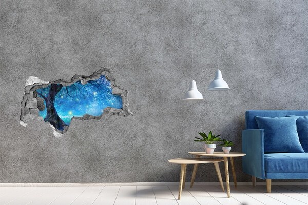 Pegatina decorativa agujero en la pared 3d Bosque mágico a la luz de la luna