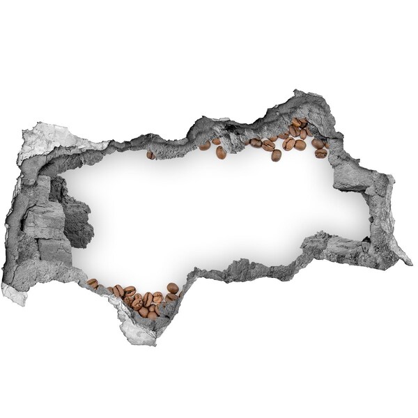 Fotomural autoadhesivo efecto agujero 3d Pared de granos de café rota