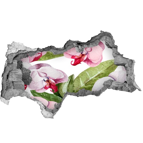 Vinilo efecto 3d pared rota irregular Un paraíso de flores detrás de los muros.