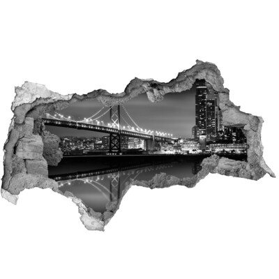 Vinilo adhesivo boquete en la pared rota Puente Golden Gate de noche