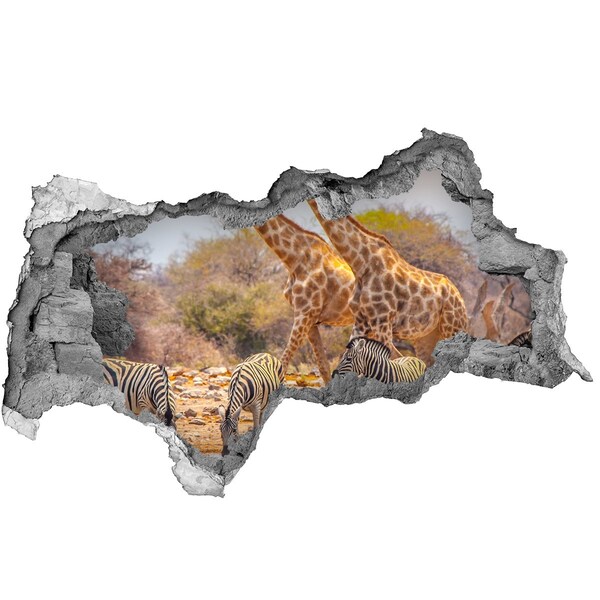 Fotomural autoadhesivo efecto agujero 3d Safari en África