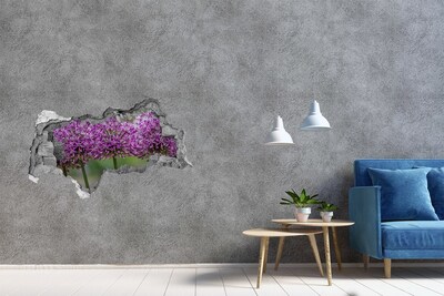 Vinilo efecto 3d pared rota irregular Flores en flor