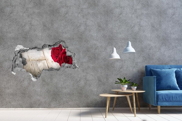 Vinilo adhesivo boquete en la pared rota Rosas en hormigón