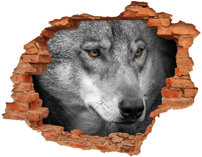 Pegatina de vinilo agujero 3d para pared Lobo en ruinas