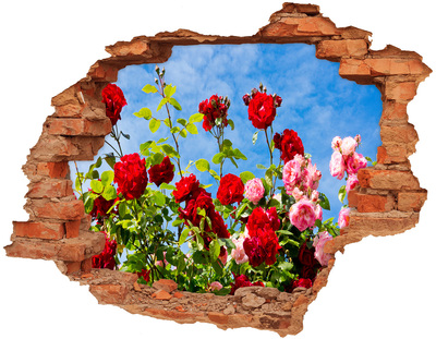 Vinilo pared rota 3d efecto realista Flores al sol