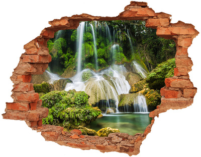 Vinilo pared rota 3d efecto realista Cascada en la selva