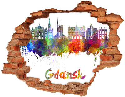 Pegatina agujero en la pared autoadhesiva Gdansk con los colores del arco iris