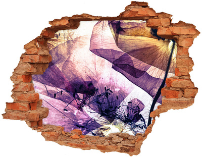 Vinilo pared rota 3d efecto realista El mundo floral detrás de las paredes