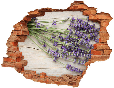 Trampantojo de pared rota efecto profundidad Campo de lavanda detrás del muro