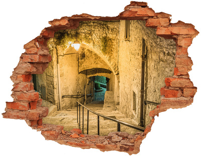 Pegatina de vinilo agujero 3d para pared Una calle histórica en el casco antiguo