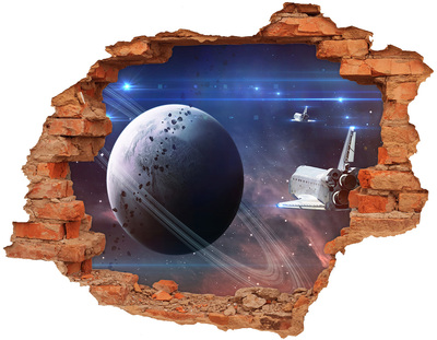 Pegatina agujero en la pared autoadhesiva Viaje espacial a través de un agujero en la pared