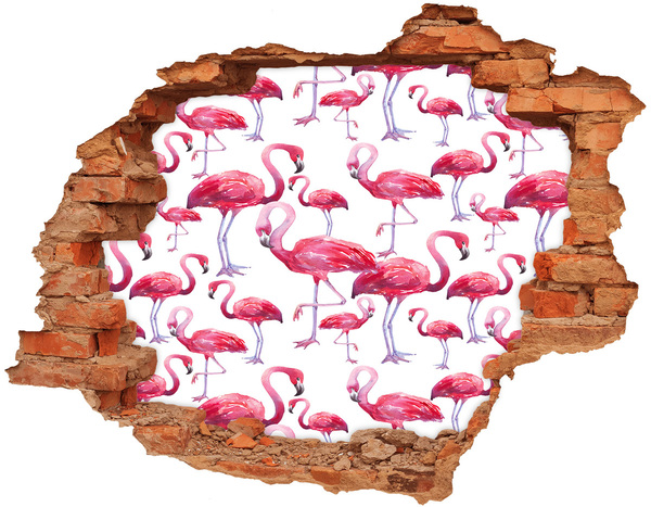 Dziura 3d fototapeta na ścianę naklejka Różowe flamingi w tropikalnym stylu