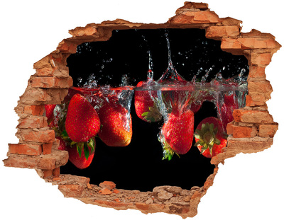 Vinilo pared rota 3d efecto realista Splash de frutas con fresas
