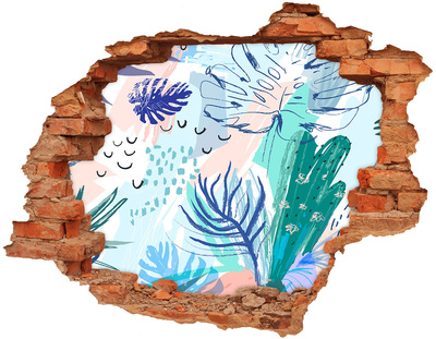 Pegatina agujero en la pared autoadhesiva Paraíso tropical detrás del muro