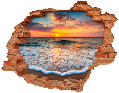 Vinilo pared rota 3d efecto realista Puesta de sol sobre el mar