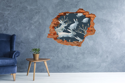 Dziura 3d fototapeta naklejka Zajączki w morskiej głębi