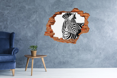 Dziura 3d fototapeta naklejka Zebra w dziurze w ścianie