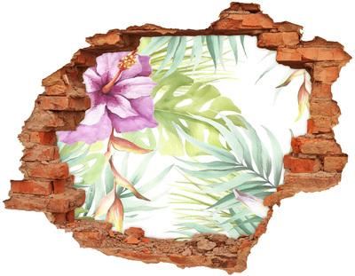 Pegatina de vinilo agujero 3d para pared Paraíso tropical detrás del muro