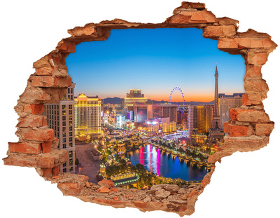 Pegatina de vinilo agujero 3d para pared Las Vegas de noche