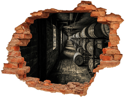 Pegatina de vinilo agujero 3d para pared Interior de la bodega de barricas