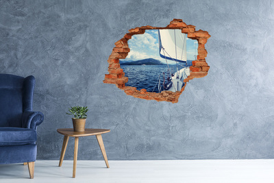 Dziura 3d w ścianie naklejka Widok z pokładu jachtu