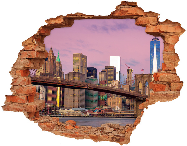 Fototapeta dziura na ścianę 3d Widok na Brooklyn Bridge w Nowym Jorku