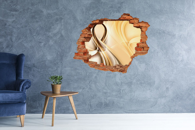 Dziura 3d fototapeta naklejka Złota abstrakcja w dziurze w ścianie