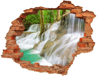 Pegatina de vinilo agujero 3d para pared Cascada en la selva