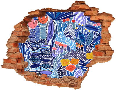 Pegatina de vinilo agujero 3d para pared Jardín tropical en un agujero en la pared