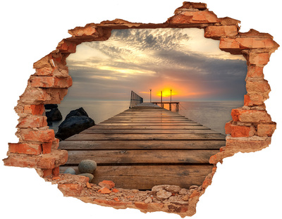 Pegatina agujero en la pared autoadhesiva Puesta de sol sobre el muelle