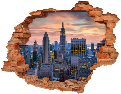 Vinilo pared rota 3d efecto realista Vista de Nueva York