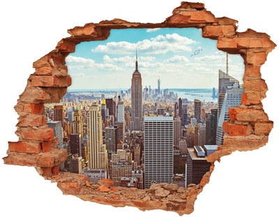 Vinilo pared rota 3d efecto realista Vista de Nueva York