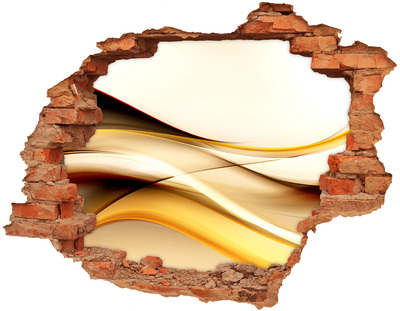 Dziura 3d fototapeta naklejka Złote fale w dziurze w ścianie