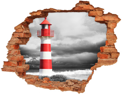 Pegatina agujero en la pared autoadhesiva Un faro en un entorno tormentoso