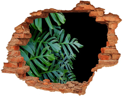 Vinilo pared rota 3d efecto realista La jungla verde detrás del muro