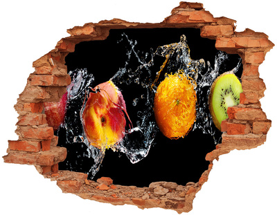 Trampantojo de pared rota efecto profundidad Explosión de frutas en el agua