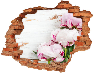 Vinilo pared rota 3d efecto realista Encanto floral en un agujero de hormigón