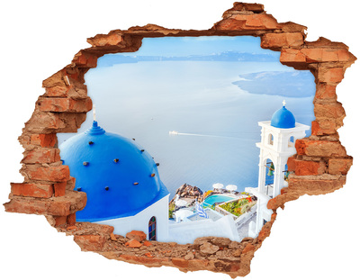 Pegatina de vinilo agujero 3d para pared Vista desde Santorini