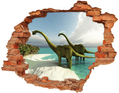 Trampantojo de pared rota efecto profundidad Dinosaurios junto al mar