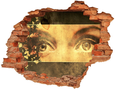 Vinilo pared rota 3d efecto realista Ojos desde detrás de la pared