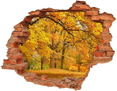 Pegatina de vinilo agujero 3d para pared Otoño dorado en el bosque