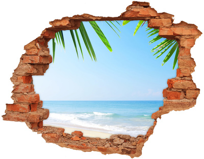 Pegatina de vinilo agujero 3d para pared Paraíso tropical junto al mar