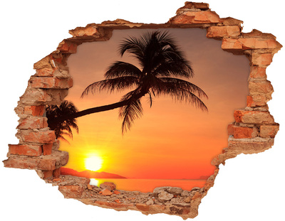 Pegatina de vinilo agujero 3d para pared Atardecer en una playa tropical