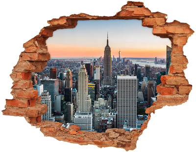 Pegatina de vinilo agujero 3d para pared Nueva York al atardecer