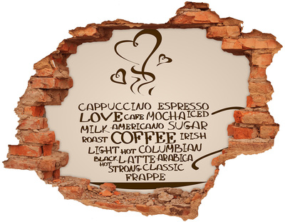 Vinilo pared rota 3d efecto realista Oasis de café